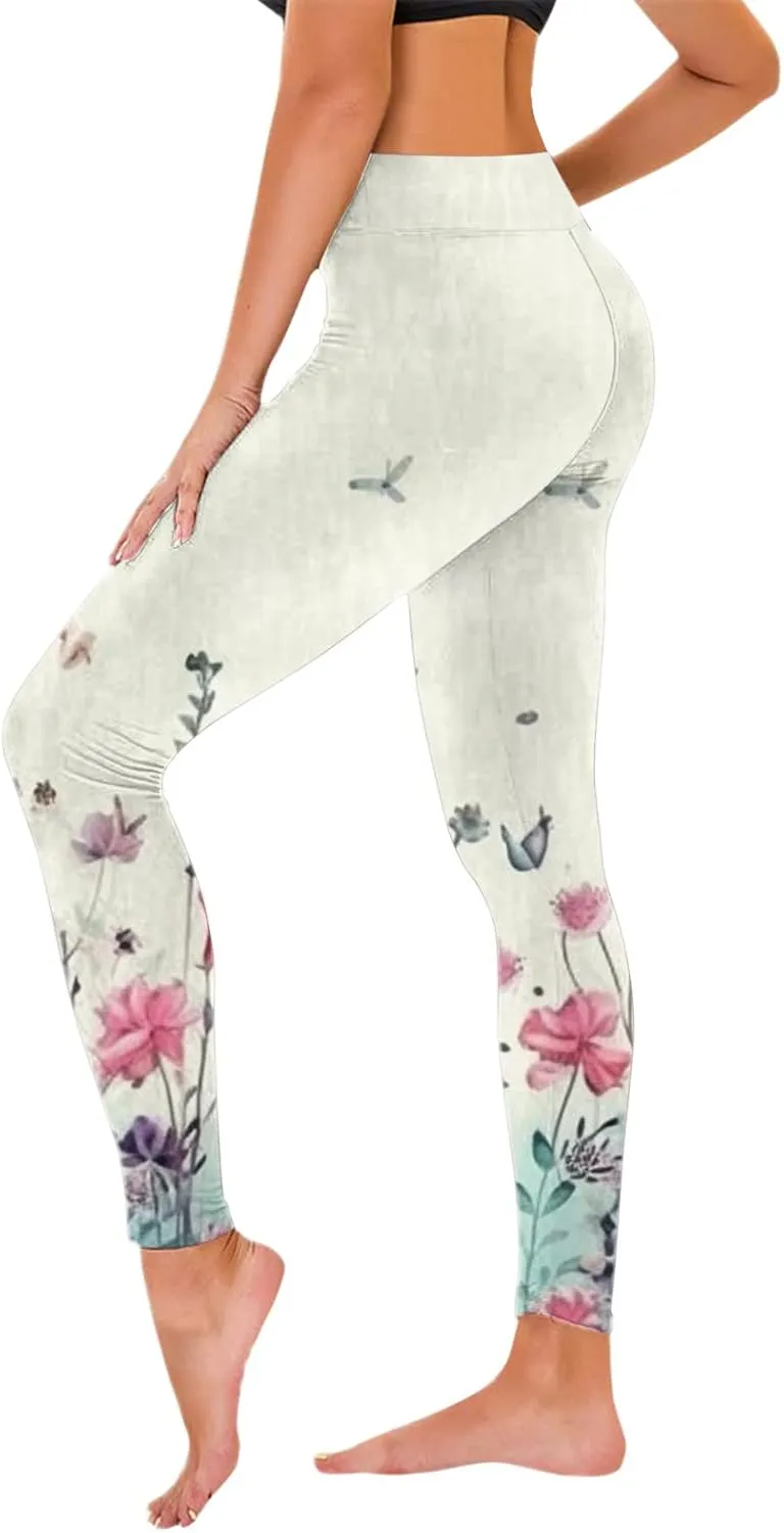 LCMTWX Leggings with Pockets for Women Long Slim Leggings Printed Elastic Casual Pants Leggings with Pockets Cold Weather