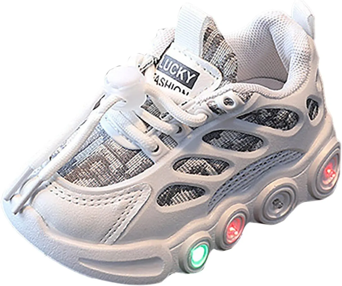 Light Up Shoes for Kids Fashion Adjustable Strap Lace-Up Athletic Sport Walking Sneakers Outdoor Indoor Trainer