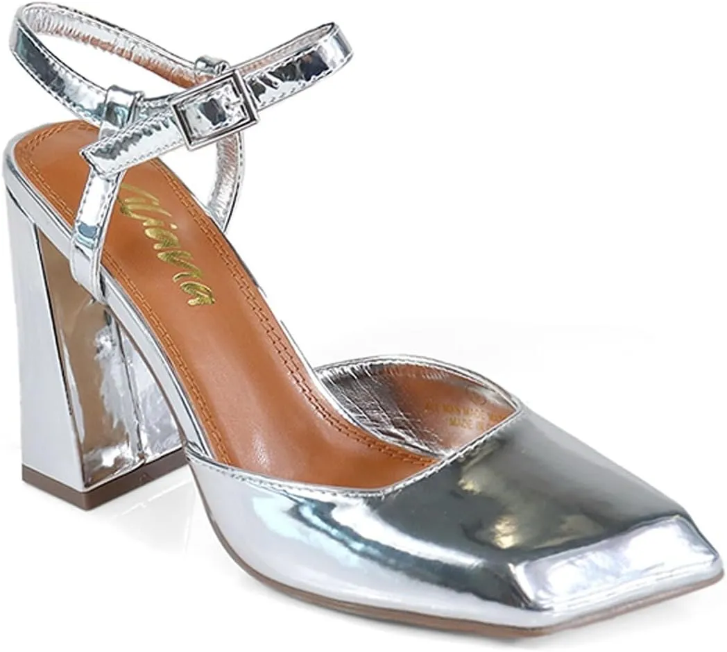 Liliana Women's Chunky Block Heels Closed Toe Ankle Strap Pumps Dress Shoes
