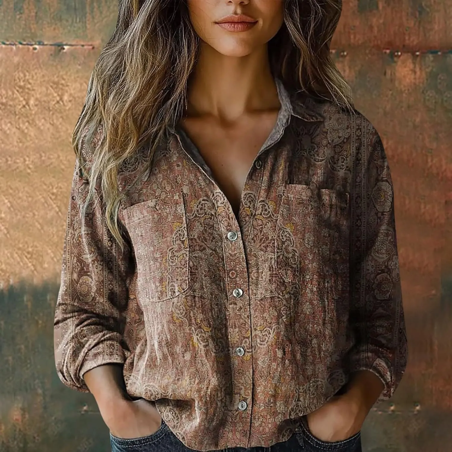 Linen Shirts for Men Fashion Down Shirts Casual Tops Long Sleeve Blouse Collared Shirts for Women Clothes for Women