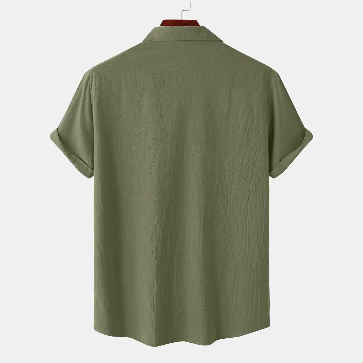 Linen Shirts for Men Short Sleeve Button Down Shirts Casual Summer Beach Tops Stylish Dress Shirt with Pockets