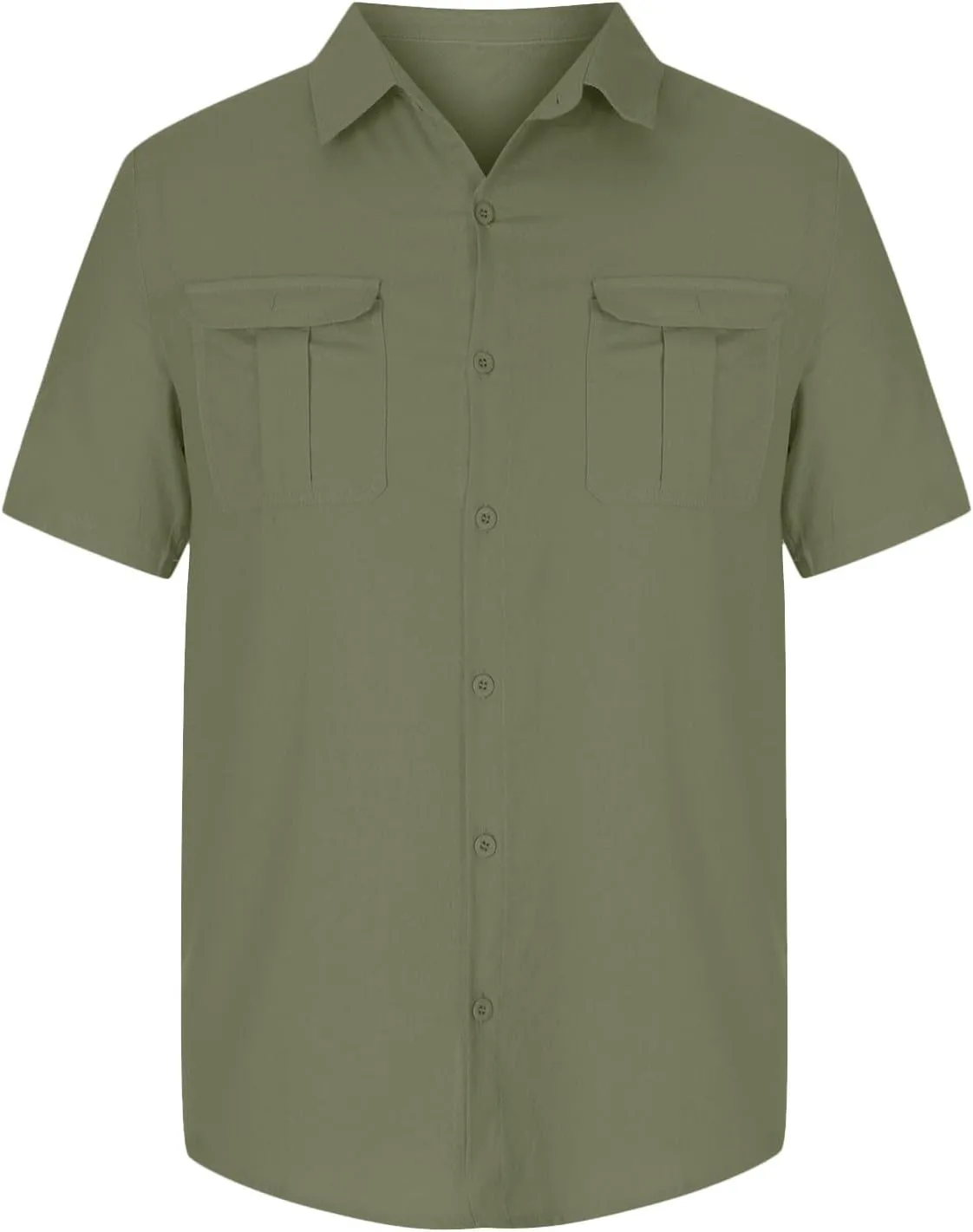 Linen Shirts for Men Short Sleeve Button Down Shirts Casual Summer Beach Tops Stylish Dress Shirt with Pockets