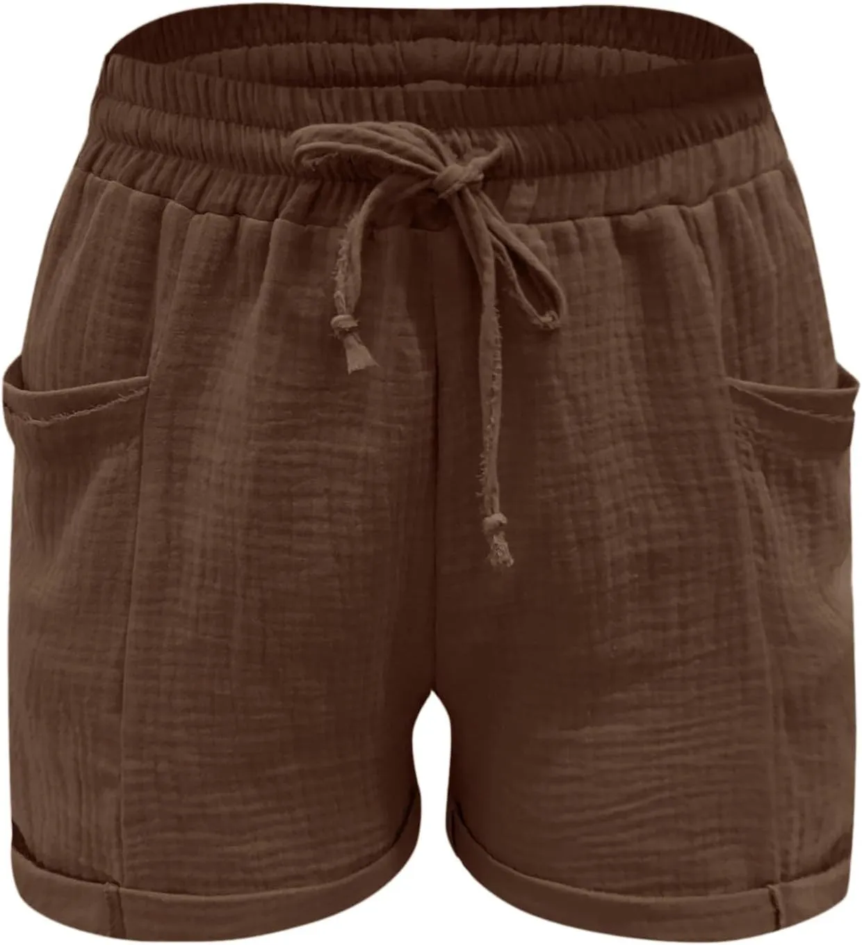 Linen Shorts for Women Summer Casual Comfy Shorts Drawstring Elastic Waist Lightweight Shorts with Pockets