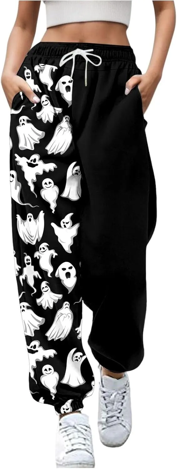 Loose Plus Size Sweatpants Pants Workout High Waisted Yoga Pants with Pockets Halloween Casual Women Halloween