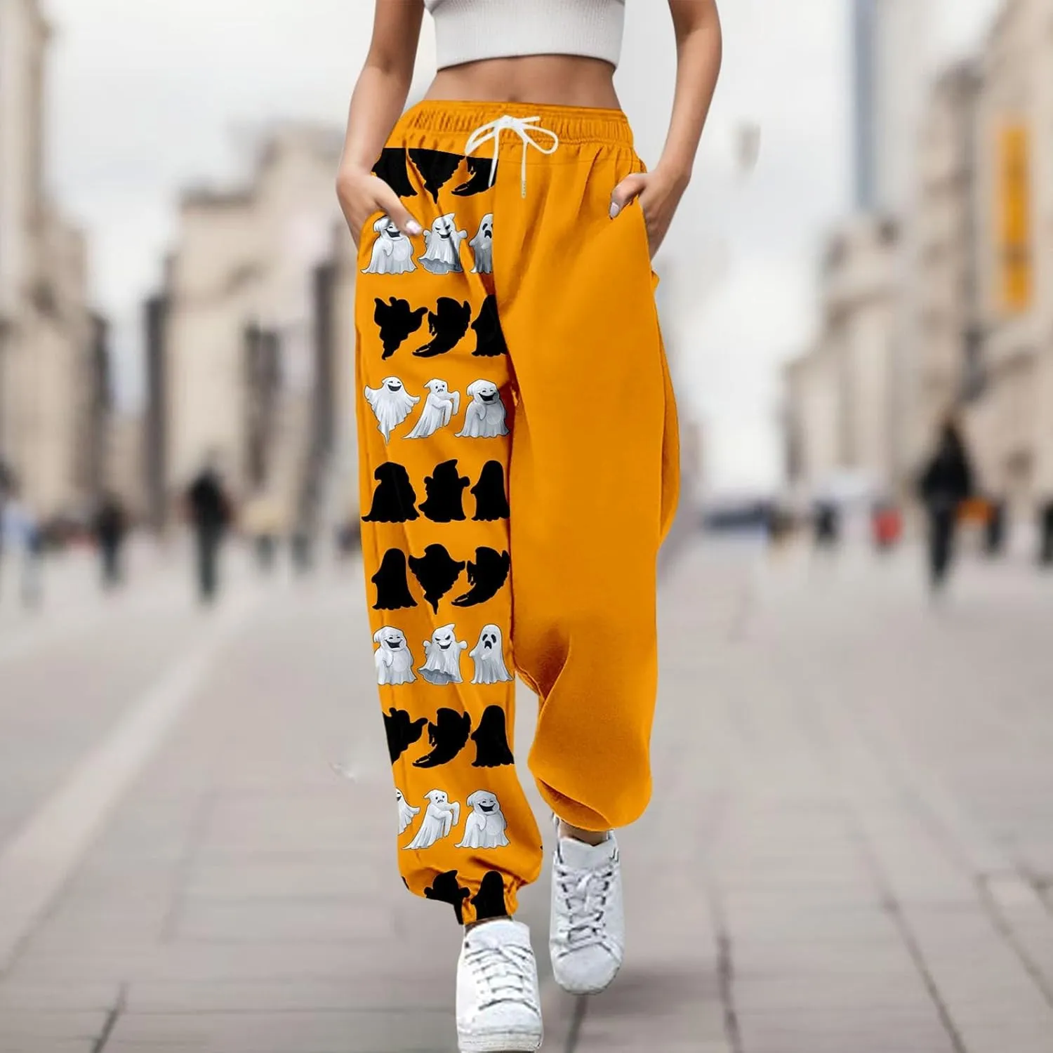 Loose Plus Size Sweatpants Pants Workout High Waisted Yoga Pants with Pockets Halloween Casual Women Halloween