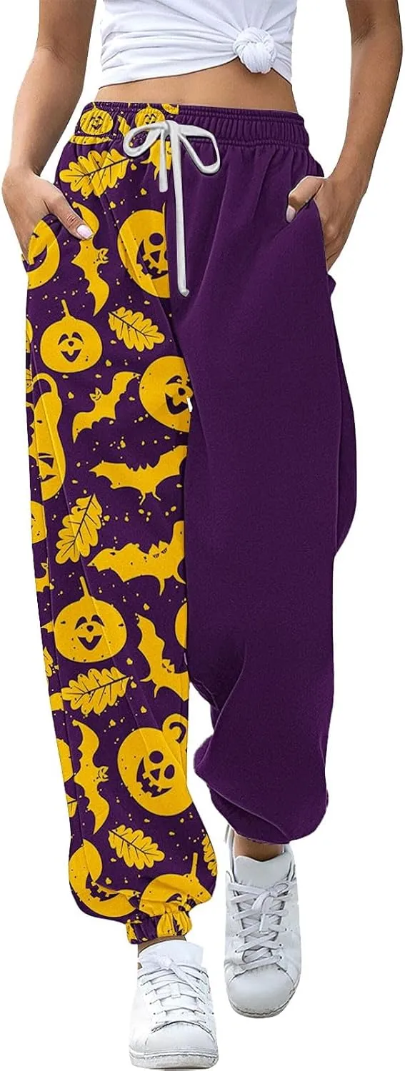 Loose Plus Size Sweatpants Pants Workout High Waisted Yoga Pants with Pockets Halloween Casual Women Halloween