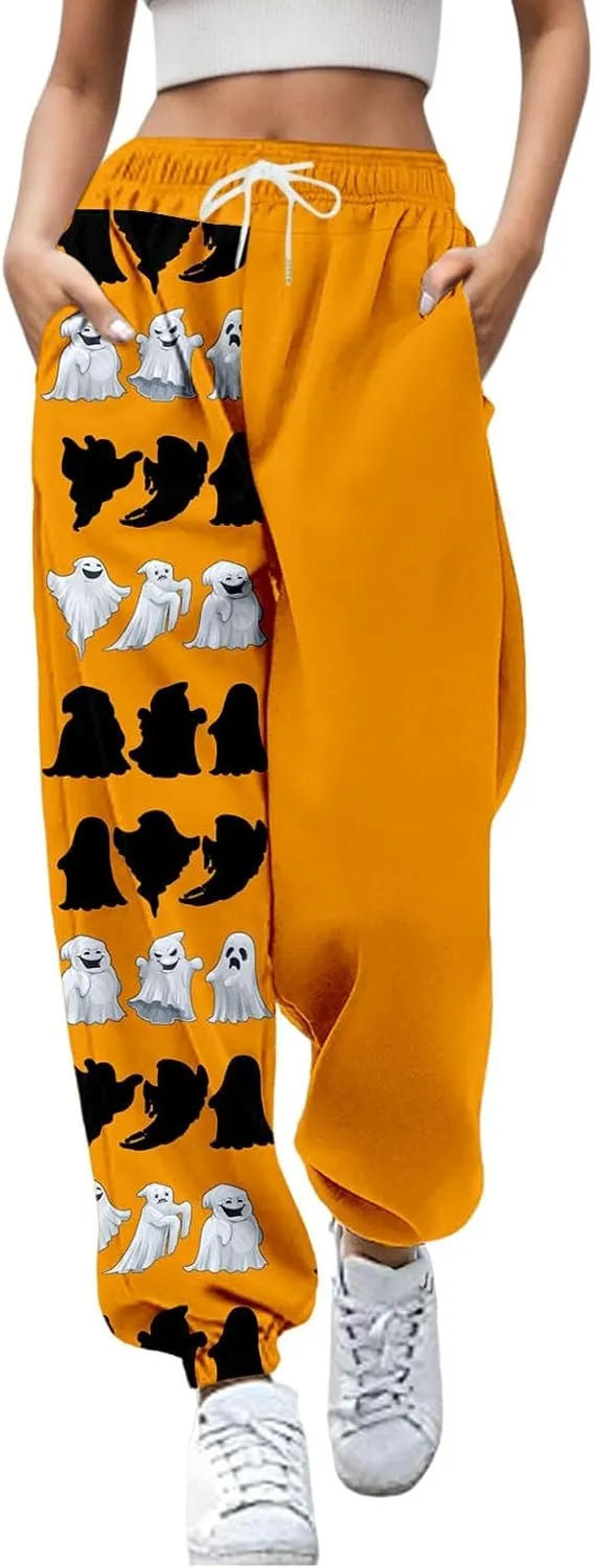 Loose Plus Size Sweatpants Pants Workout High Waisted Yoga Pants with Pockets Halloween Casual Women Halloween
