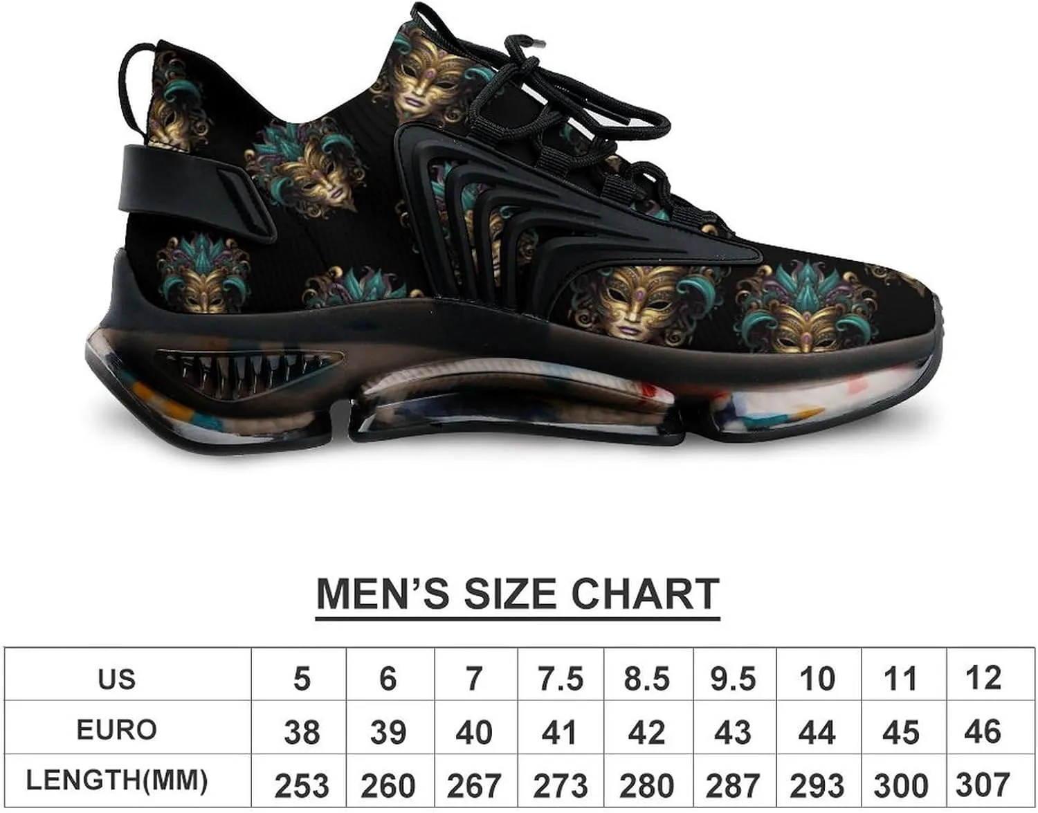 Mardi And Gras Mask Mens Sneakers Running Shoes Lightweight Athletic Shoes for Jogging Walking Gym