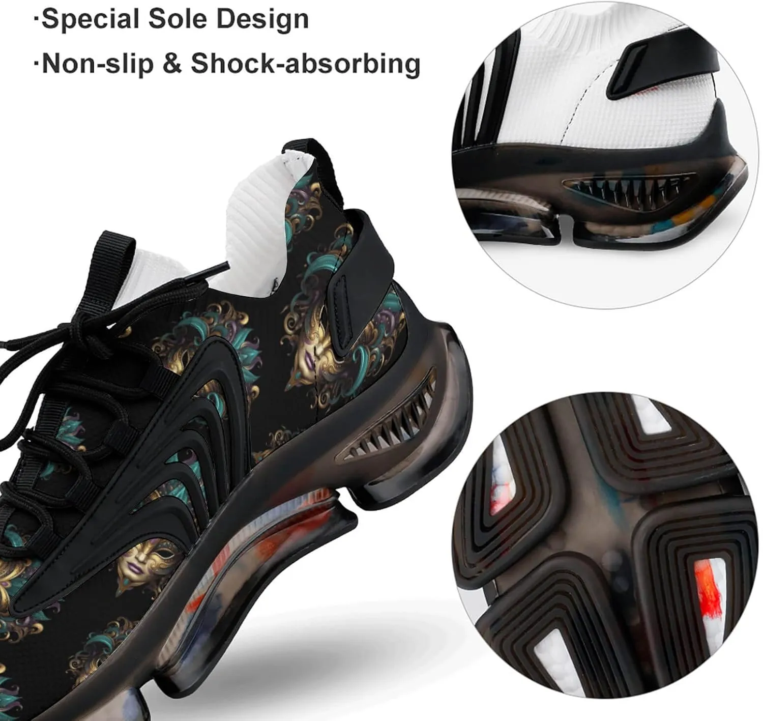 Mardi And Gras Mask Mens Sneakers Running Shoes Lightweight Athletic Shoes for Jogging Walking Gym