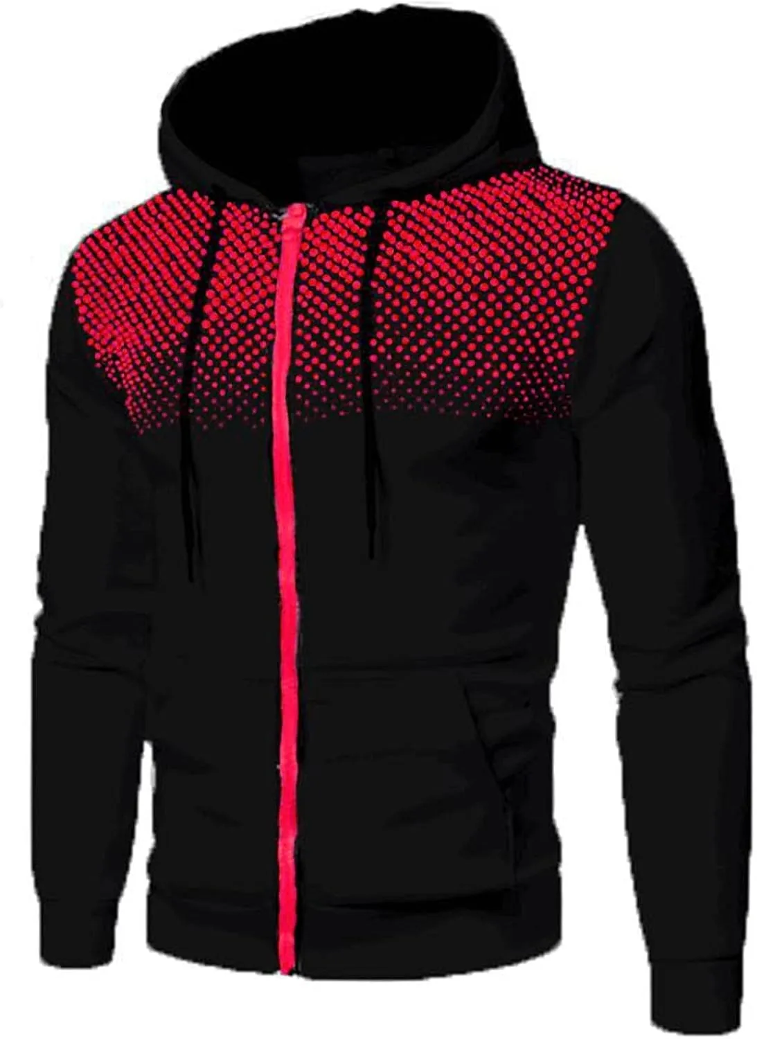 Men Slim Fit Lightweight Zip Up Hoodie with Pockets Long Sleeve Full-Zip Athletic Drawstring Hooded Sweatshirt