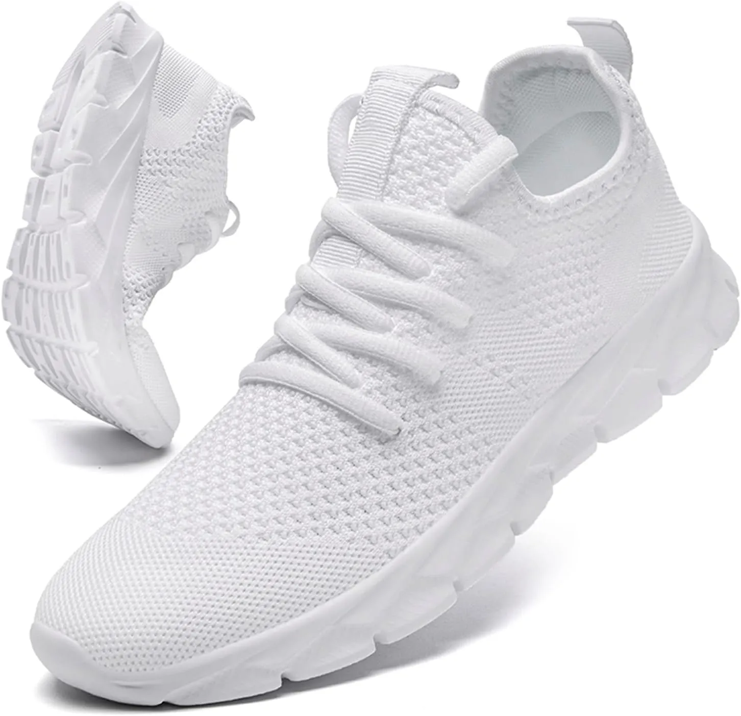 Men Walking Running Shoes Tennis Gym Slip On Athletic Fashion Sneakers Lightweight Breathable Sport Shoe White Size 10