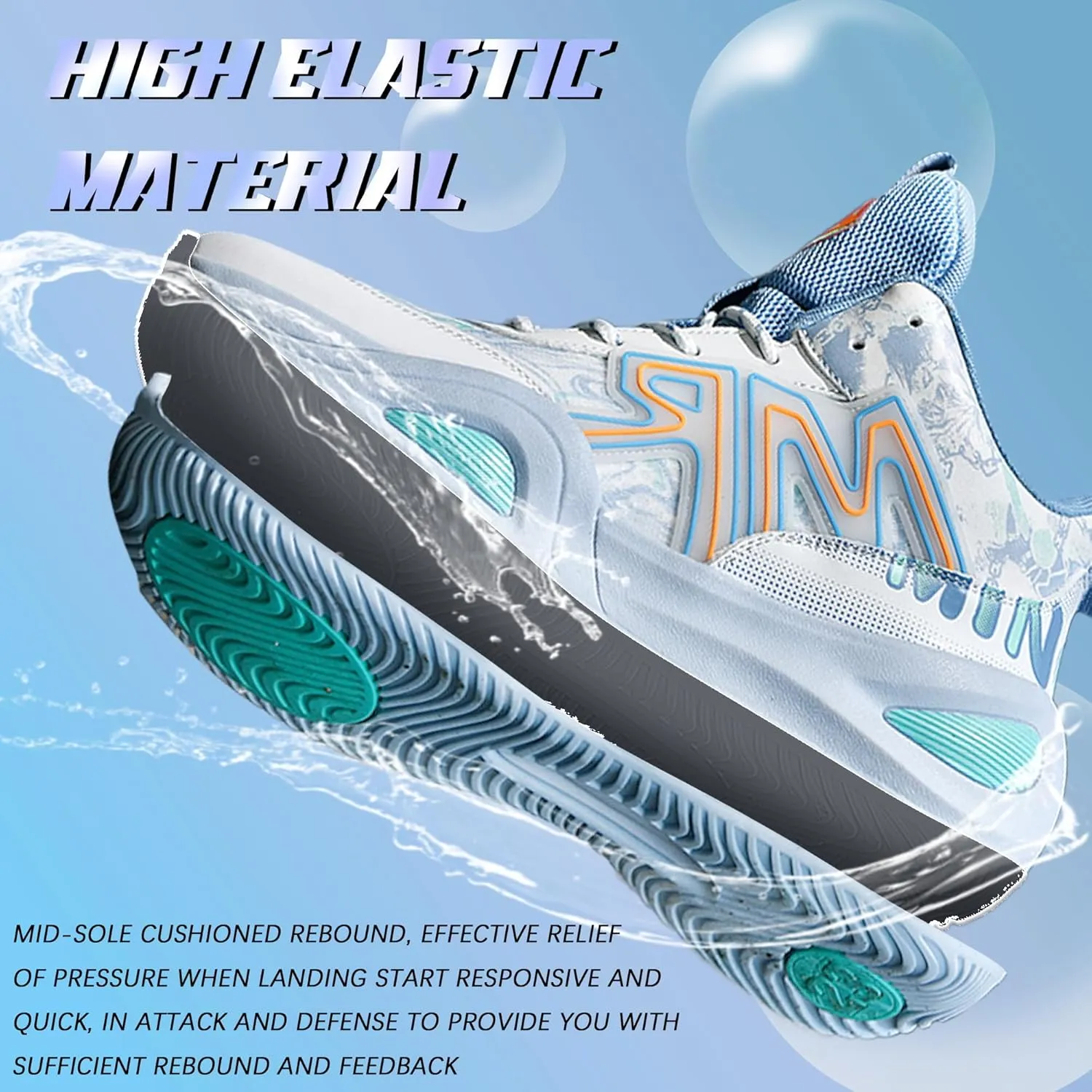 Men's Basketball Shoes Fashionable Breathable Anti Slip Sports Shoes Outdoor Running Fitness Training Shoes