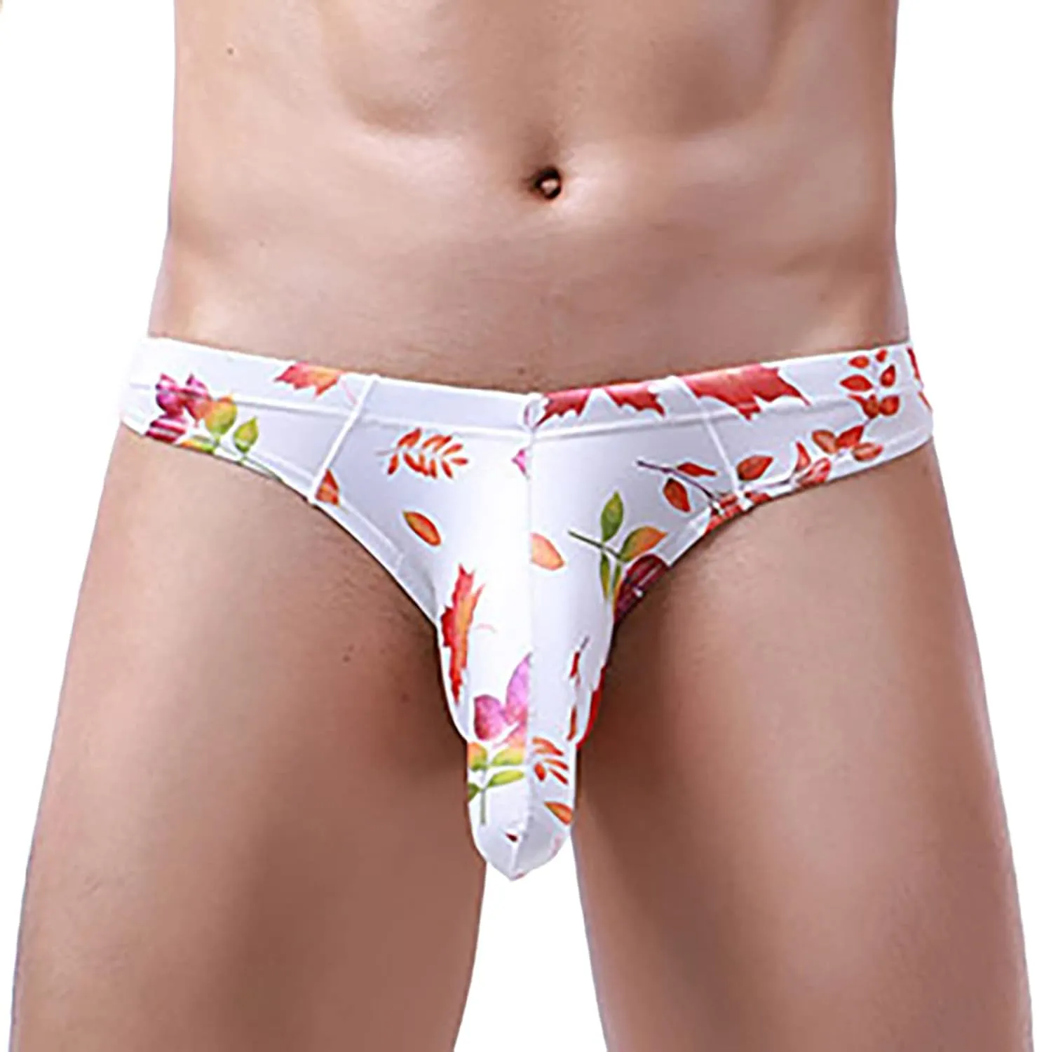 Men's Bulge Briefs Sexy Low Rise Pouch Bikini Underwear Print Long Pouch Elephant Pants