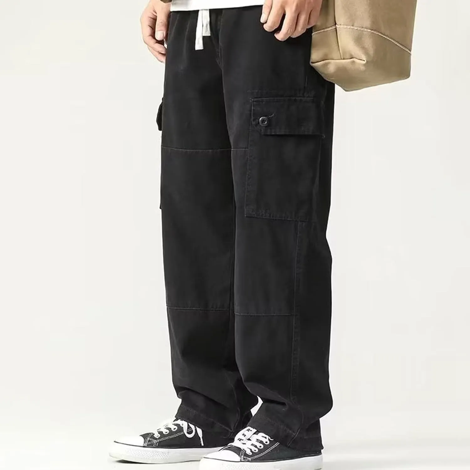 Men's Cargo Jogger Pants Slim Fit Tactical Pants with Zipper Pockets Casual Trousers Stretch Sweatpant Men's Cargo Work Pant