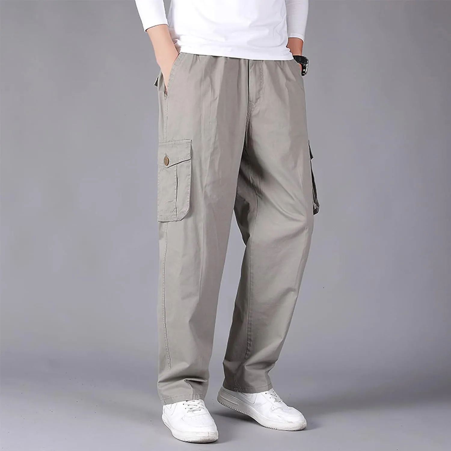 Mens Cargo Pants Casual Hiking Pants Joggers Athletic Pants Cotton Loose Straight Sweatpants for Men Cargo Hiking Trousers