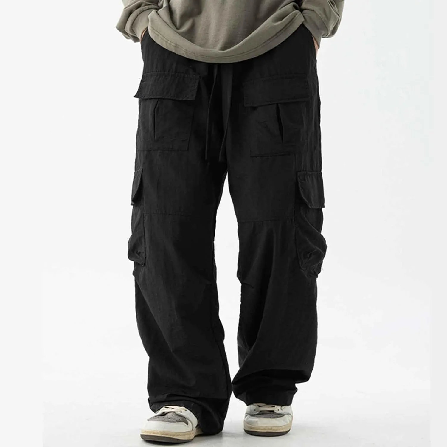Mens Cargo Pants Casual Joggers Athletic Pants Cotton Loose Straight Sweatpants Relaxed Fit Work Shorts Loose Sweatpants