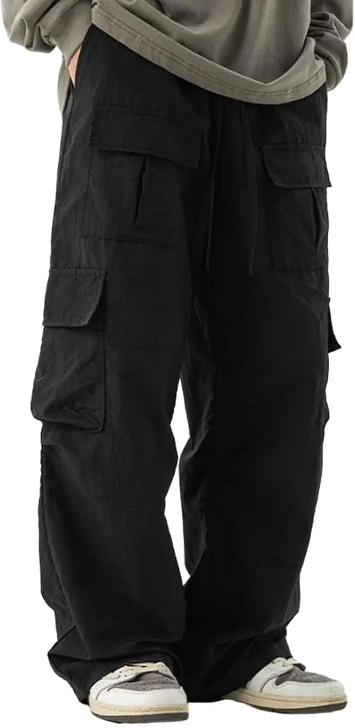 Mens Cargo Pants Casual Joggers Athletic Pants Cotton Loose Straight Sweatpants Relaxed Fit Work Shorts Loose Sweatpants