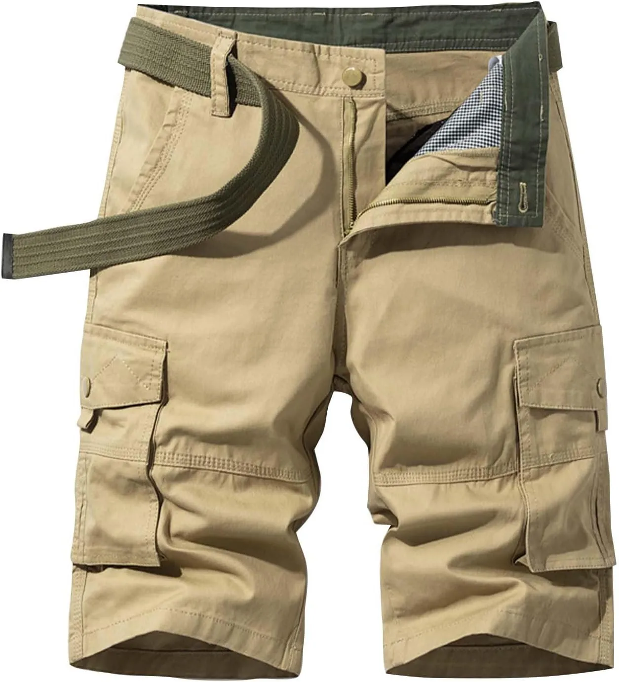 Mens Cargo Shorts Cotton Work Shorts Multi Pocket Casual Workout Shorts for Men with No Belt Mens Hiking Cargo Shorts