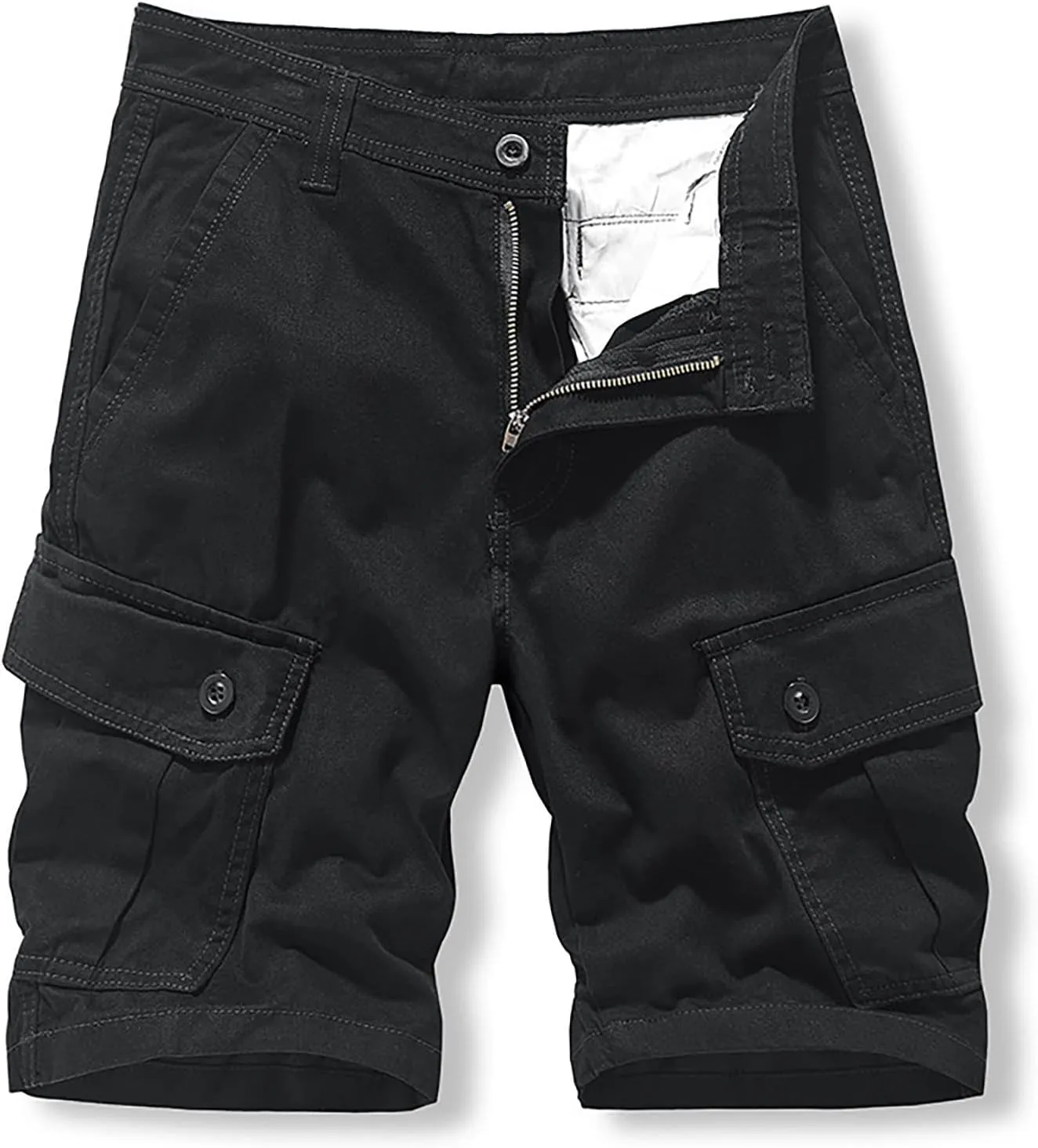 Men's Cargo Shorts Elastic Waist Drawstring Summer Casual Cotton Work Athletic Shorts Cargo Shorts