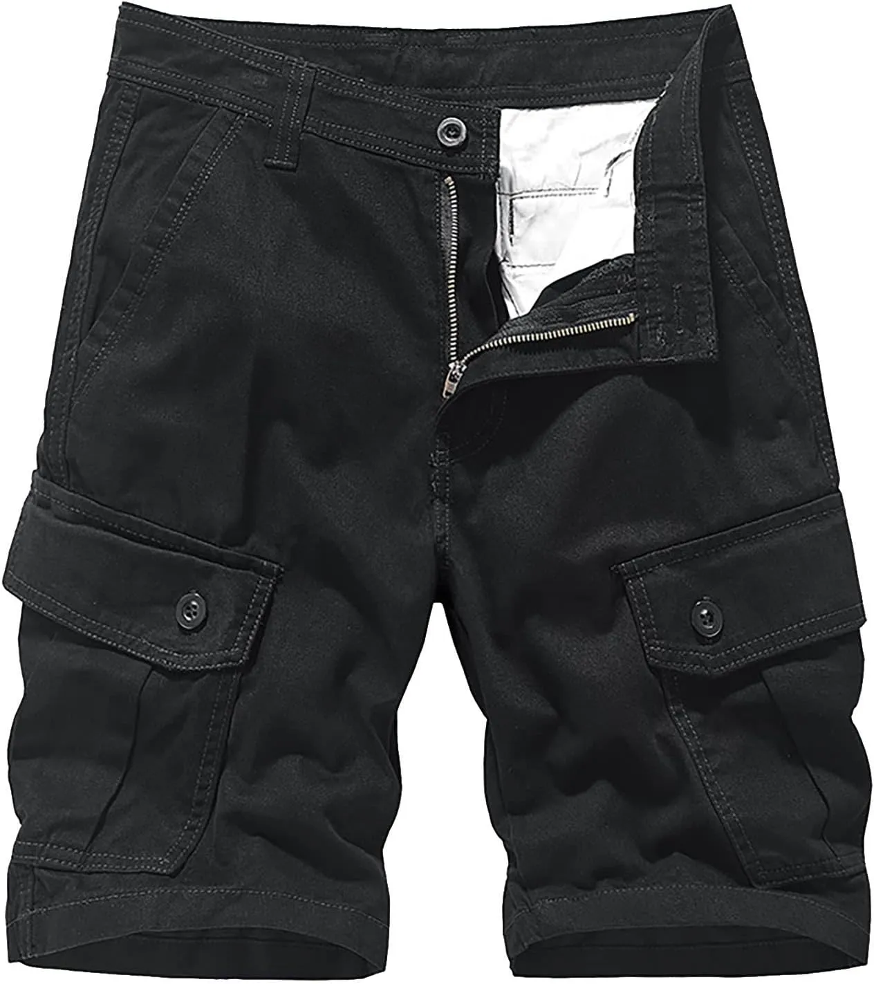 Men's Cargo Shorts Elastic Waist Drawstring Summer Casual Cotton Work Athletic Shorts Cargo Shorts