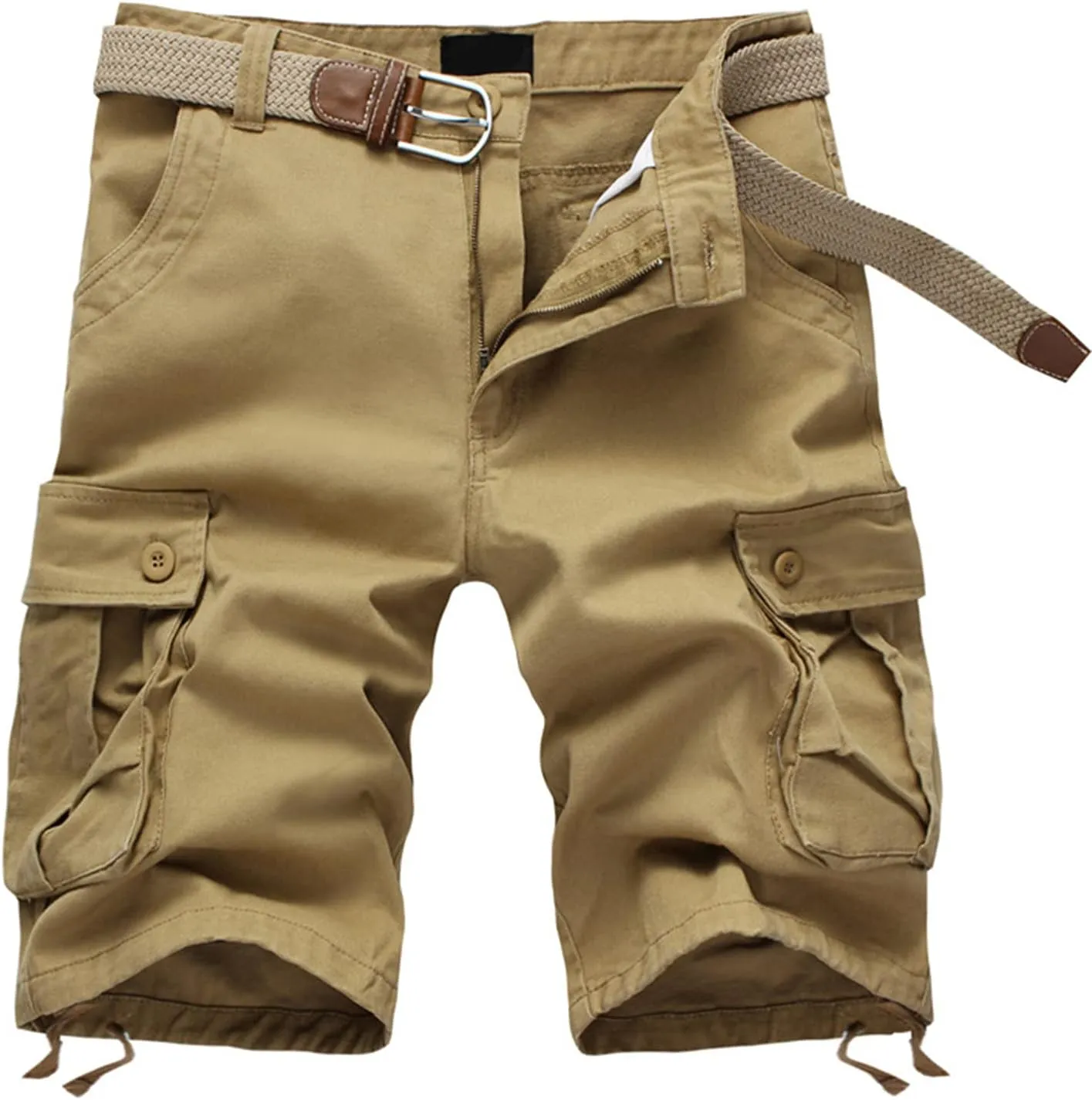 Men's Cargo Shorts Elastic Waistband Drawstring Summer Casual Cotton Shorts Big & Tall Relaxed Fit Work Shorts Outdoor Short
