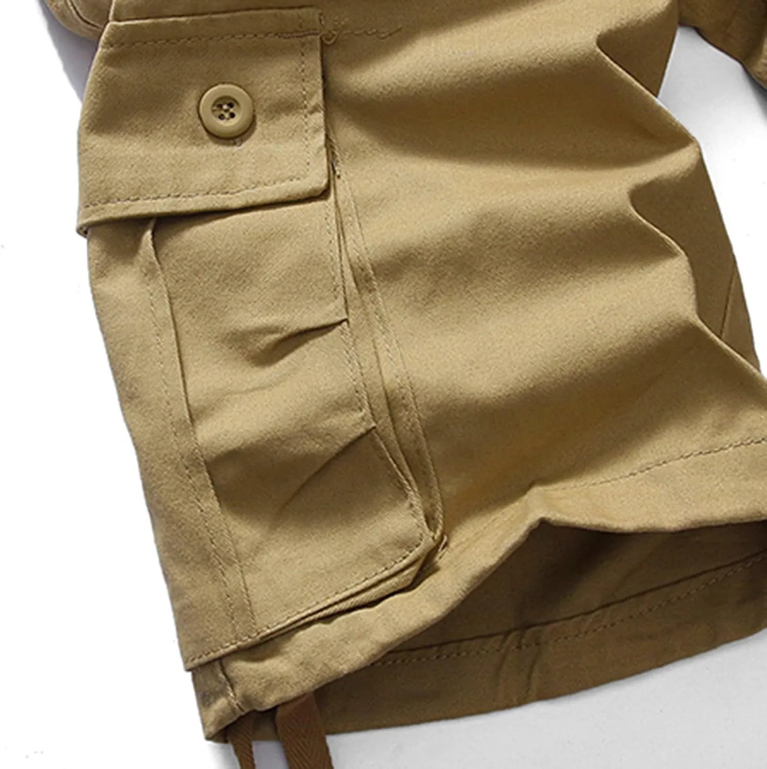 Men's Cargo Shorts Elastic Waistband Drawstring Summer Casual Cotton Shorts Big & Tall Relaxed Fit Work Shorts Outdoor Short