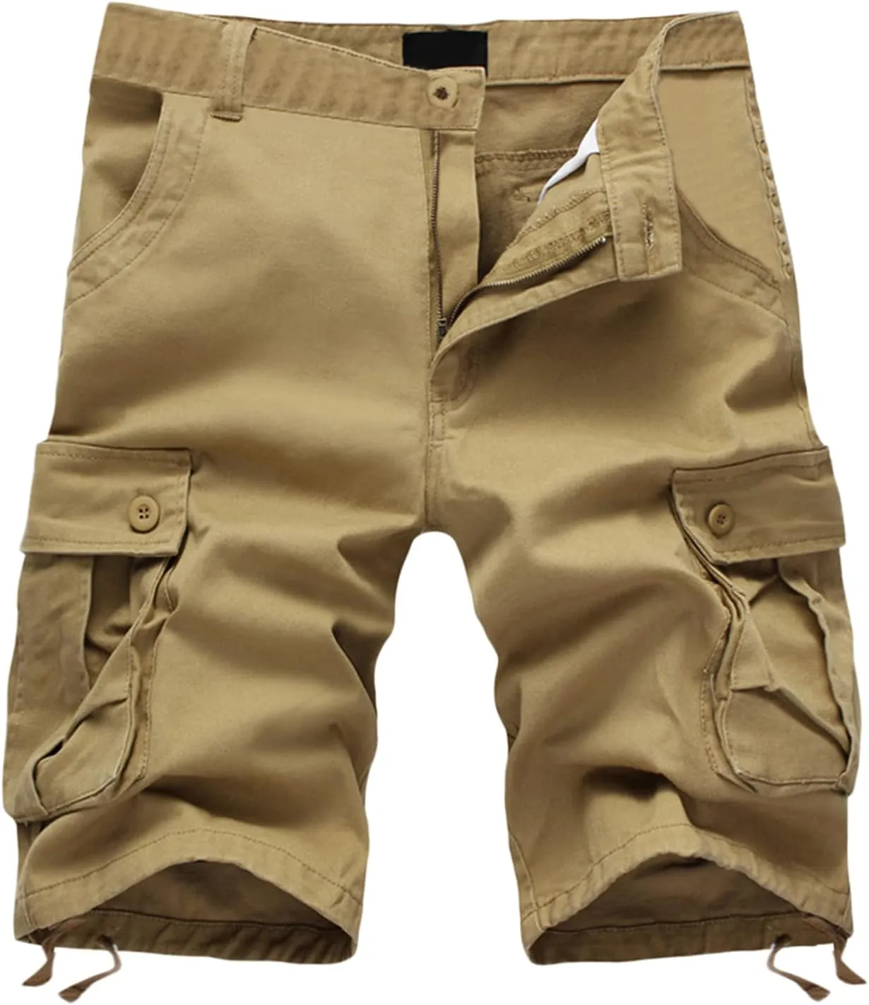 Men's Cargo Shorts Elastic Waistband Drawstring Summer Casual Cotton Shorts Big & Tall Relaxed Fit Work Shorts Outdoor Short