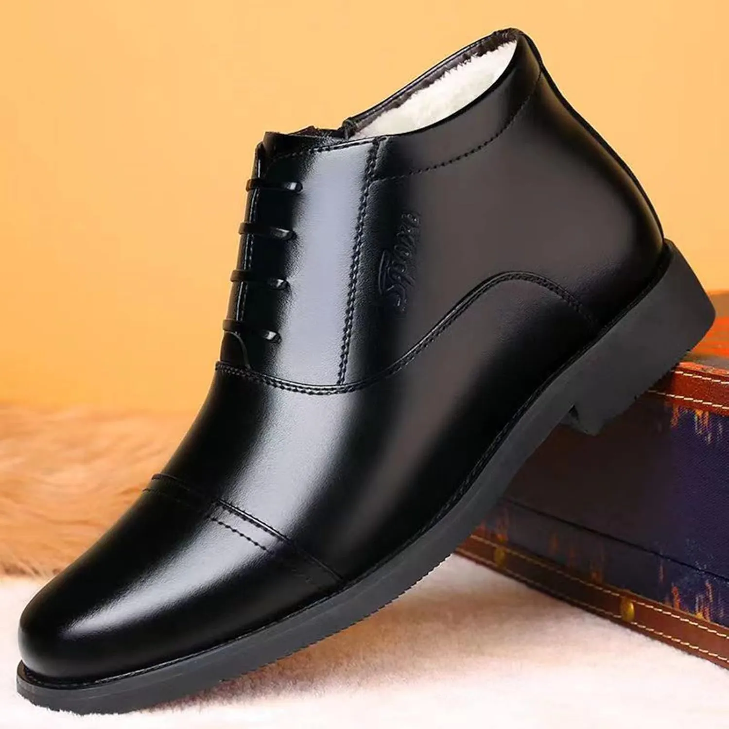 Men's Casual Dress Oxford Shoes High Top PU Leather Business Formal Shoes Dress Sneakers Lace Up