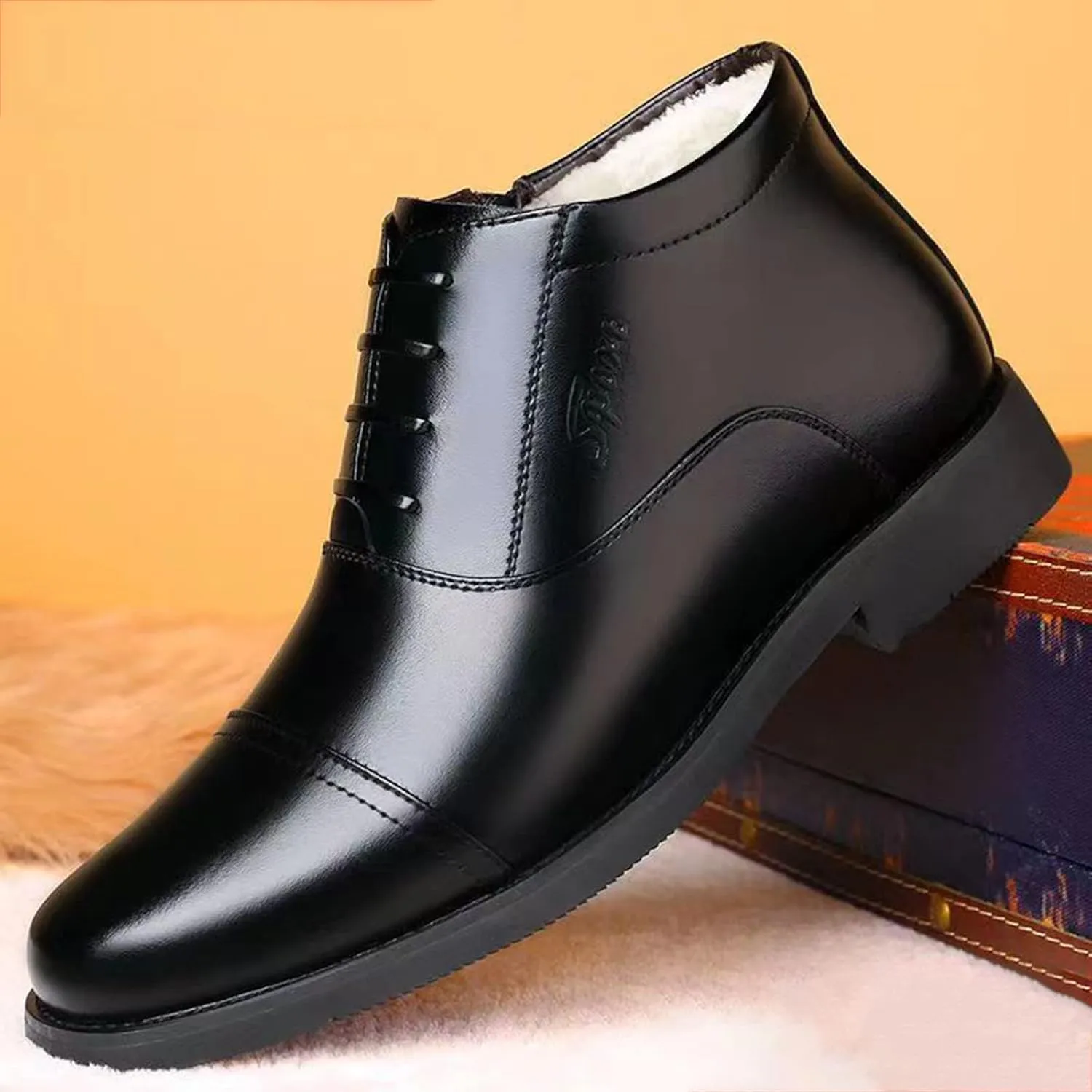 Men's Casual Dress Oxford Shoes High Top PU Leather Business Formal Shoes Dress Sneakers Lace Up