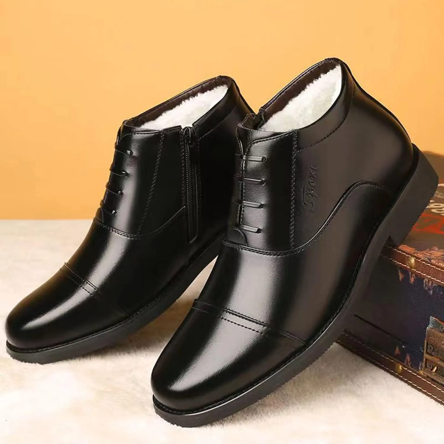 Men's Casual Dress Oxford Shoes High Top PU Leather Business Formal Shoes Dress Sneakers Lace Up