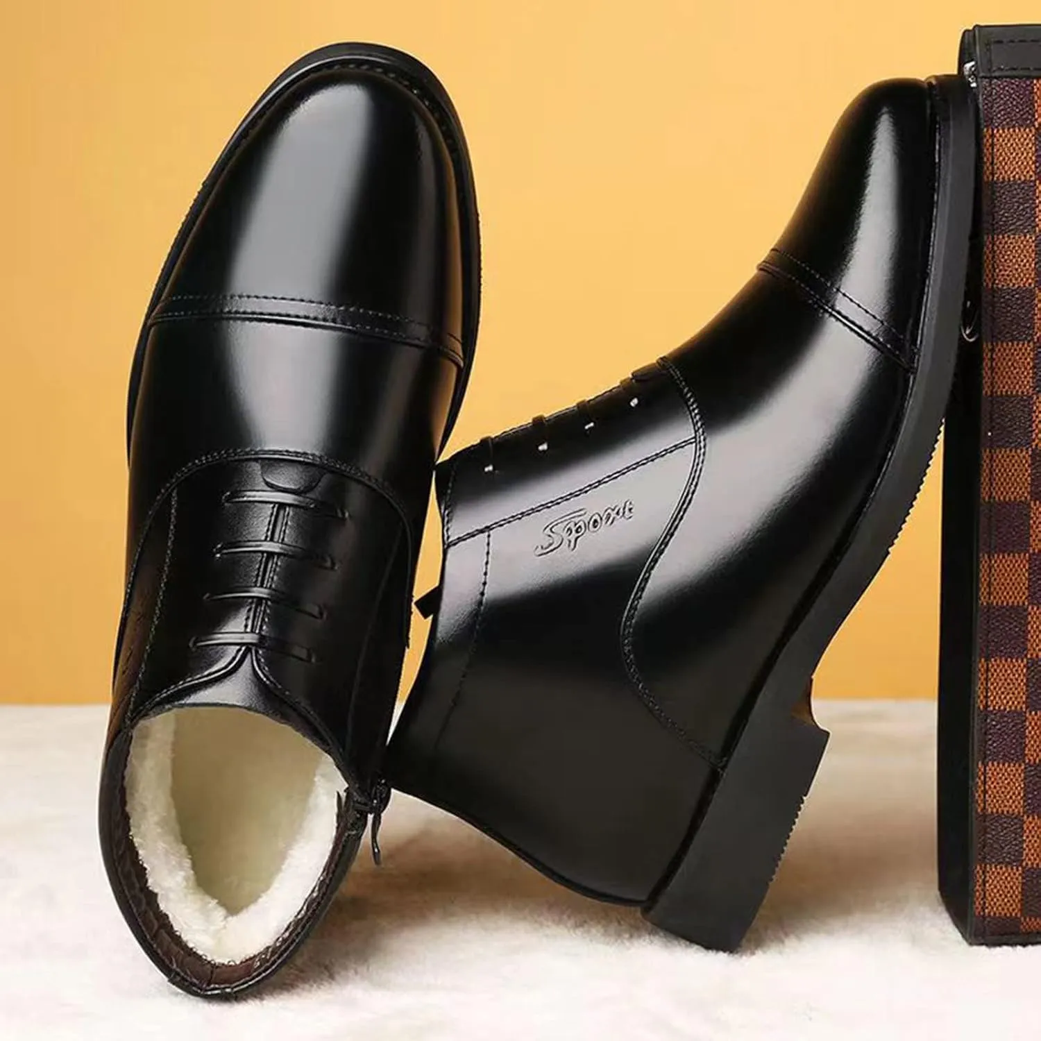 Men's Casual Dress Oxford Shoes High Top PU Leather Business Formal Shoes Dress Sneakers Lace Up