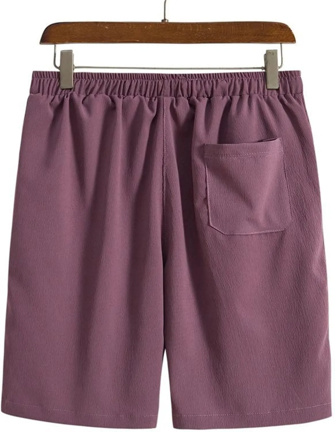 Men's Casual Hawaiian Shorts Elastic Waist Drawstring Lightweight Cotton Linen Shorts Summer Beach Vacation Shorts