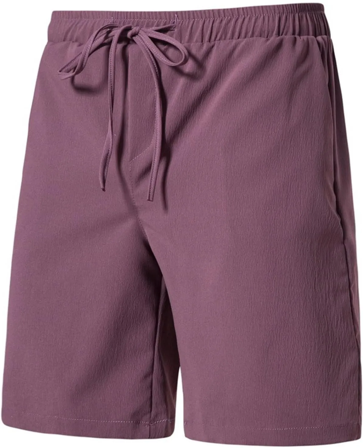 Men's Casual Hawaiian Shorts Elastic Waist Drawstring Lightweight Cotton Linen Shorts Summer Beach Vacation Shorts