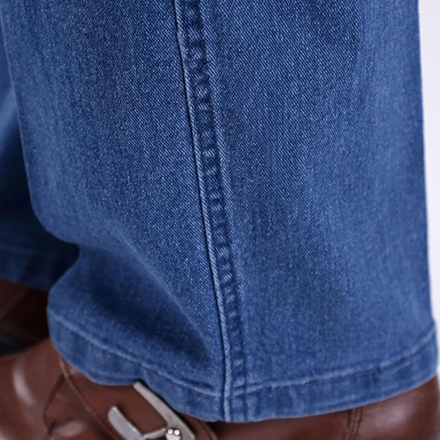 Mens Casual Loose Fit Elastic Waist Jeans Straight Essential Denim Jeans Pants Skinny Dress Pants with Zipper