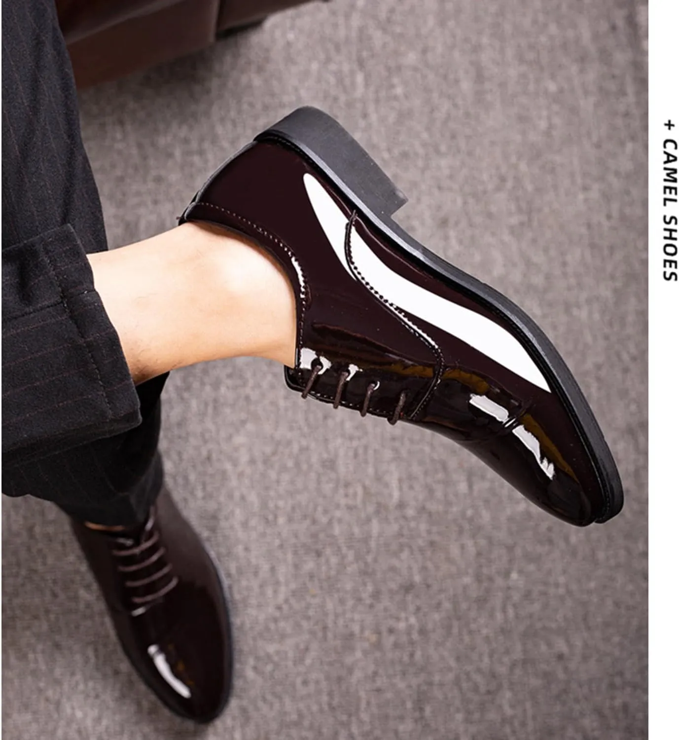 Men's Classic Dress Shoes Elegant Wedding Business Shoes Modern Formal Patent Leather Derbys Oxford Shoes