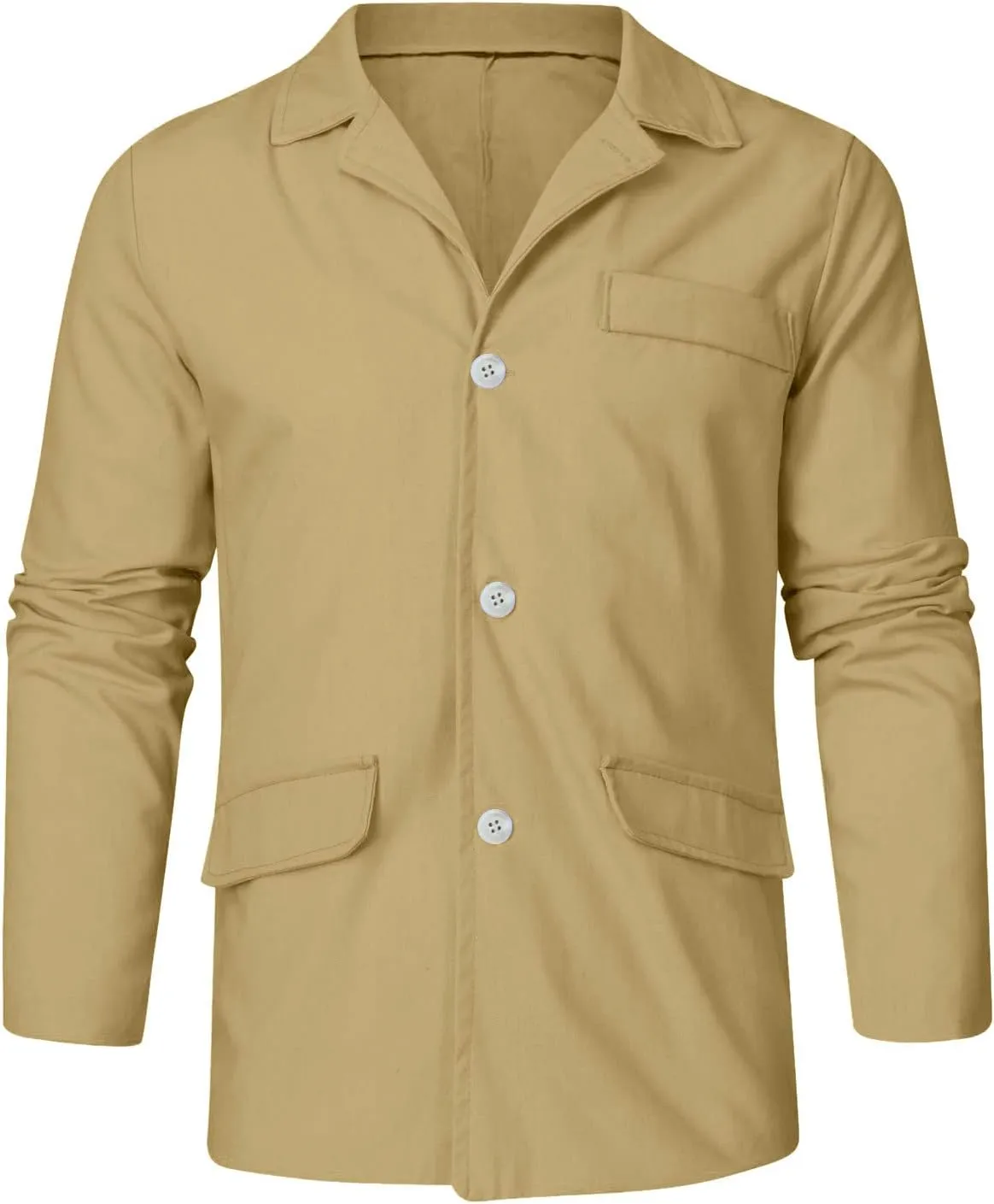 Mens Cotton Linen Cardigan Long Sleeve Button Down Shirts Casual Loose Fit Sweatshirts 2025 Spring Summer Dress Shirts