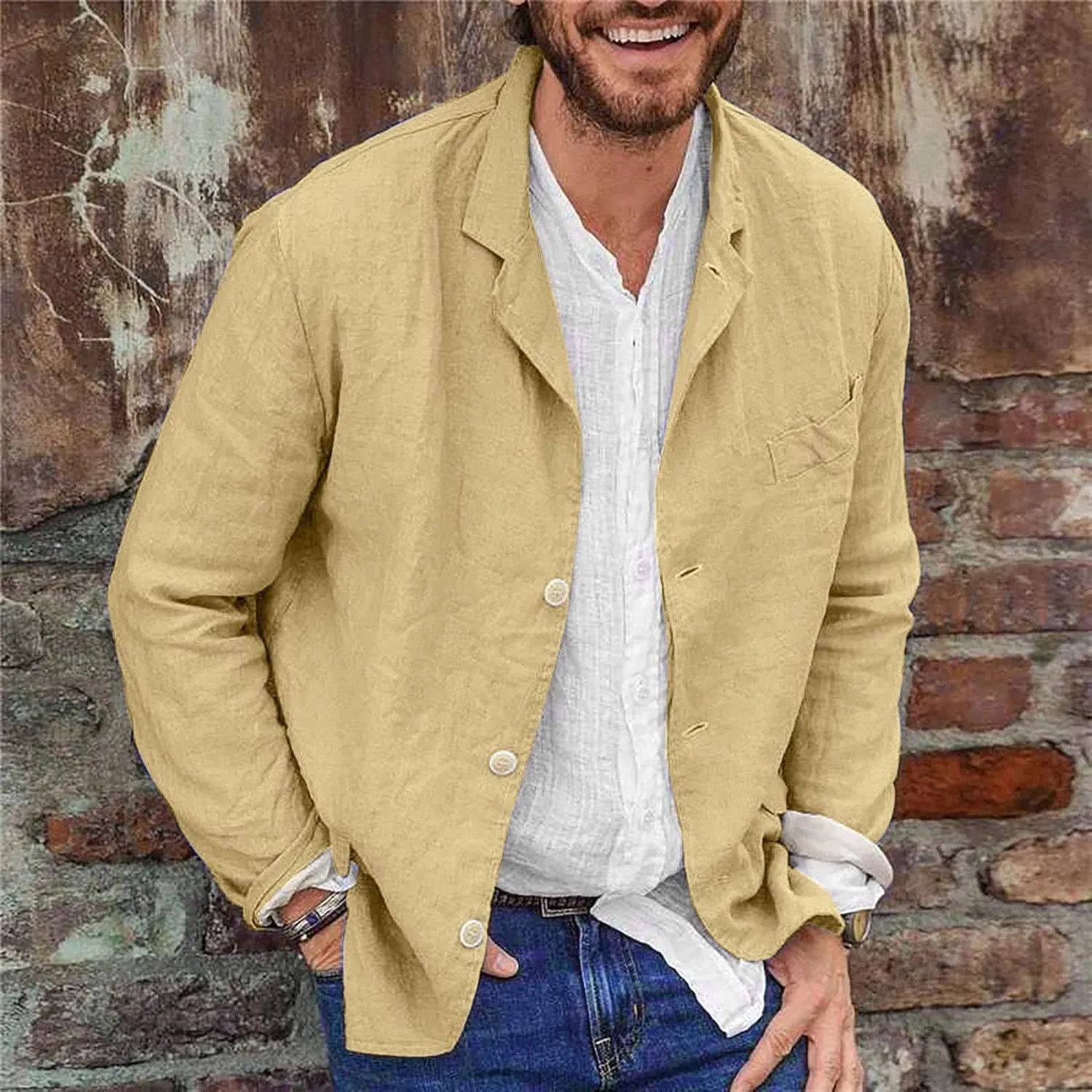 Mens Cotton Linen Cardigan Long Sleeve Button Down Shirts Casual Loose Fit Sweatshirts 2025 Spring Summer Dress Shirts