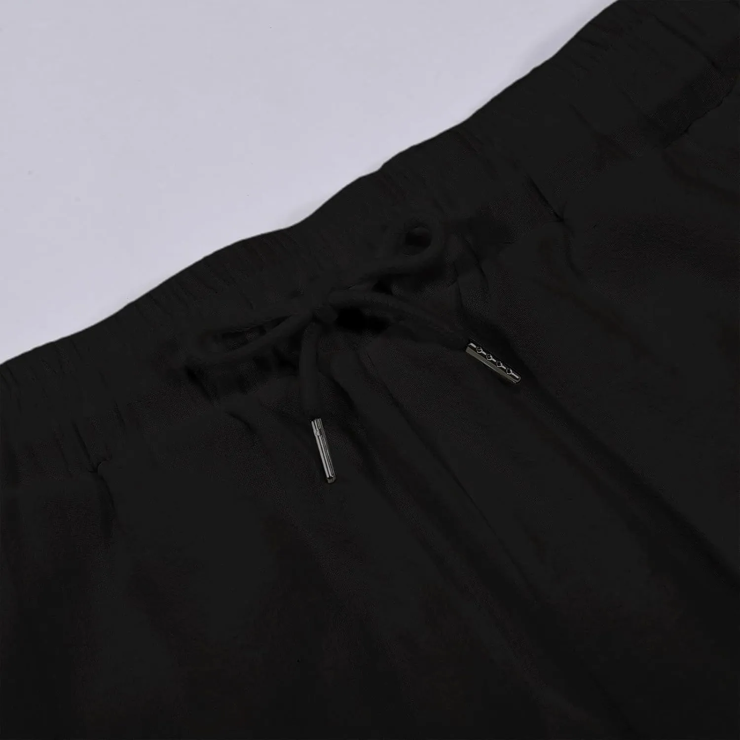 Men's Cotton Linen Shorts Breathable Elastic Waist Drawstring Lounge Shorts Lightweight Summer Beach Comfy Soft Short