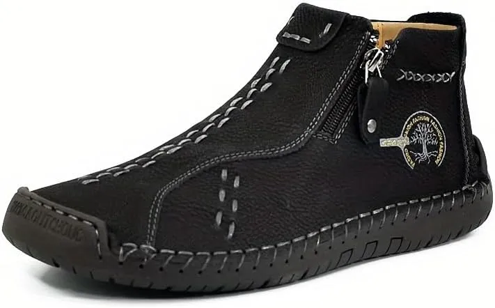 Men's Cowboy Boots - Men's Western Boots, Non-Slip Square Toe Low-top Ankle Boots, Durable and Stylish Retro Classic Short Boots, Suitable for Spring and Fall