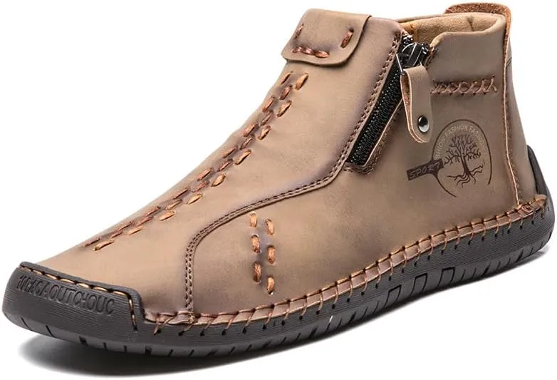 Men's Cowboy Boots - Men's Western Boots, Non-Slip Square Toe Low-top Ankle Boots, Durable and Stylish Retro Classic Short Boots, Suitable for Spring and Fall