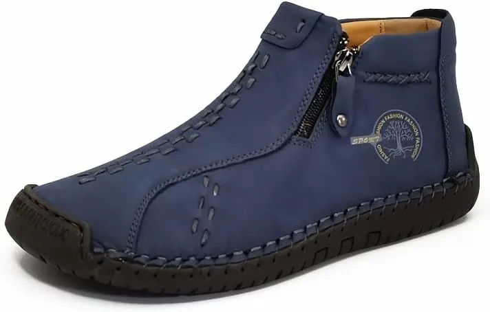 Men's Cowboy Boots - Men's Western Boots, Non-Slip Square Toe Low-top Ankle Boots, Durable and Stylish Retro Classic Short Boots, Suitable for Spring and Fall