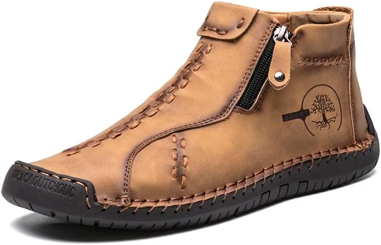 Men's Cowboy Boots - Men's Western Boots, Non-Slip Square Toe Low-top Ankle Boots, Durable and Stylish Retro Classic Short Boots, Suitable for Spring and Fall