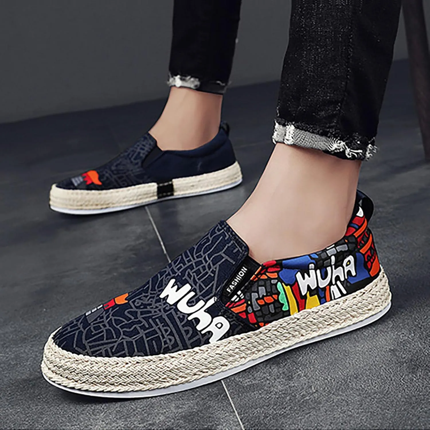 Mens Loafers & Slip-Ons Canvas Men's Shoes Spring Autumn Breathable Casual Flat Shoe Cover Wearing Linen Casual
