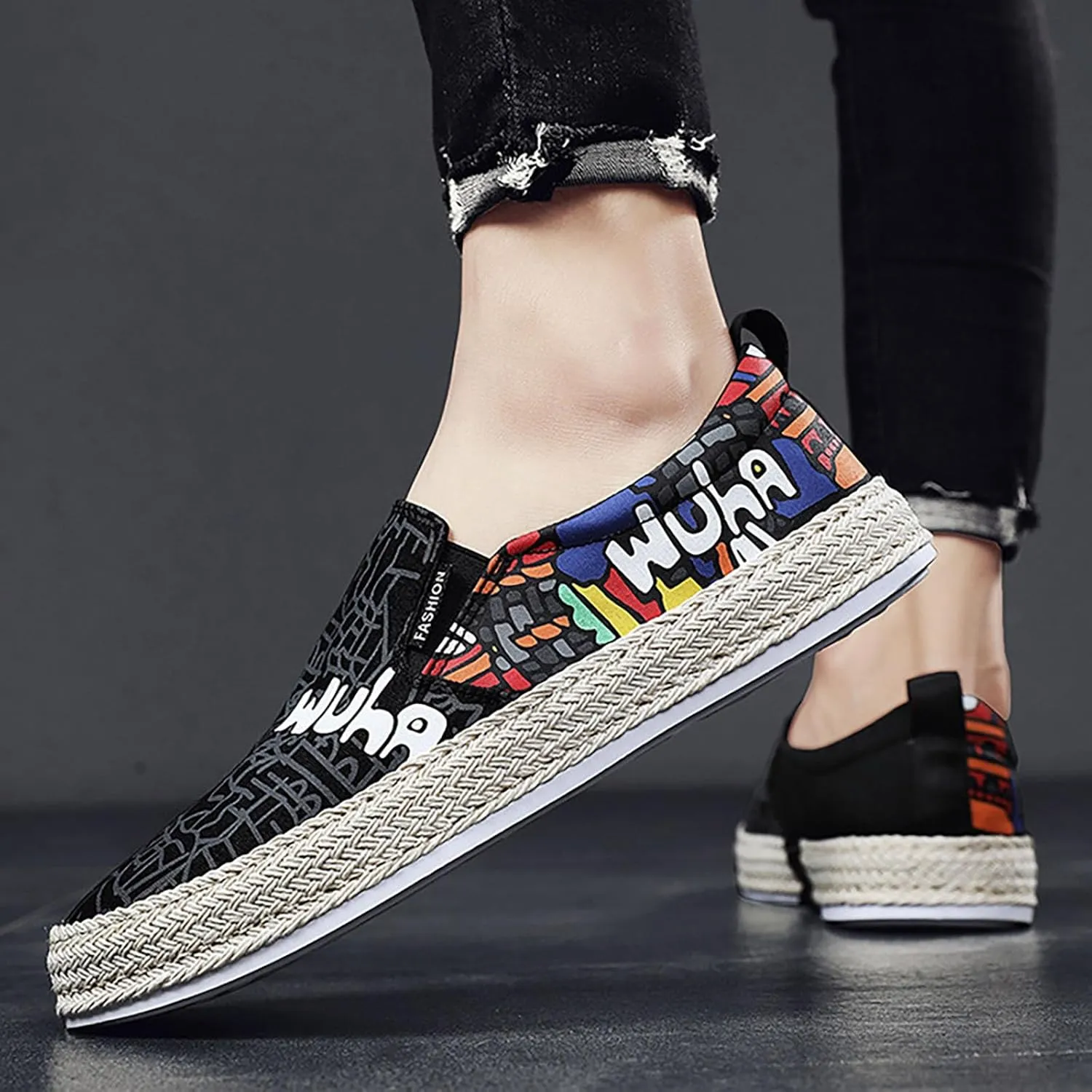 Mens Loafers & Slip-Ons Canvas Men's Shoes Spring Autumn Breathable Casual Flat Shoe Cover Wearing Linen Casual