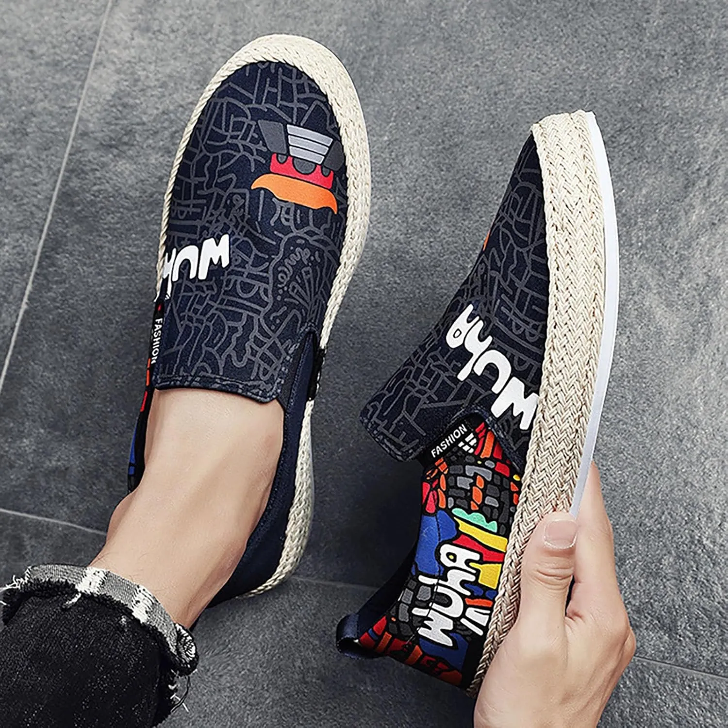 Mens Loafers & Slip-Ons Canvas Men's Shoes Spring Autumn Breathable Casual Flat Shoe Cover Wearing Linen Casual
