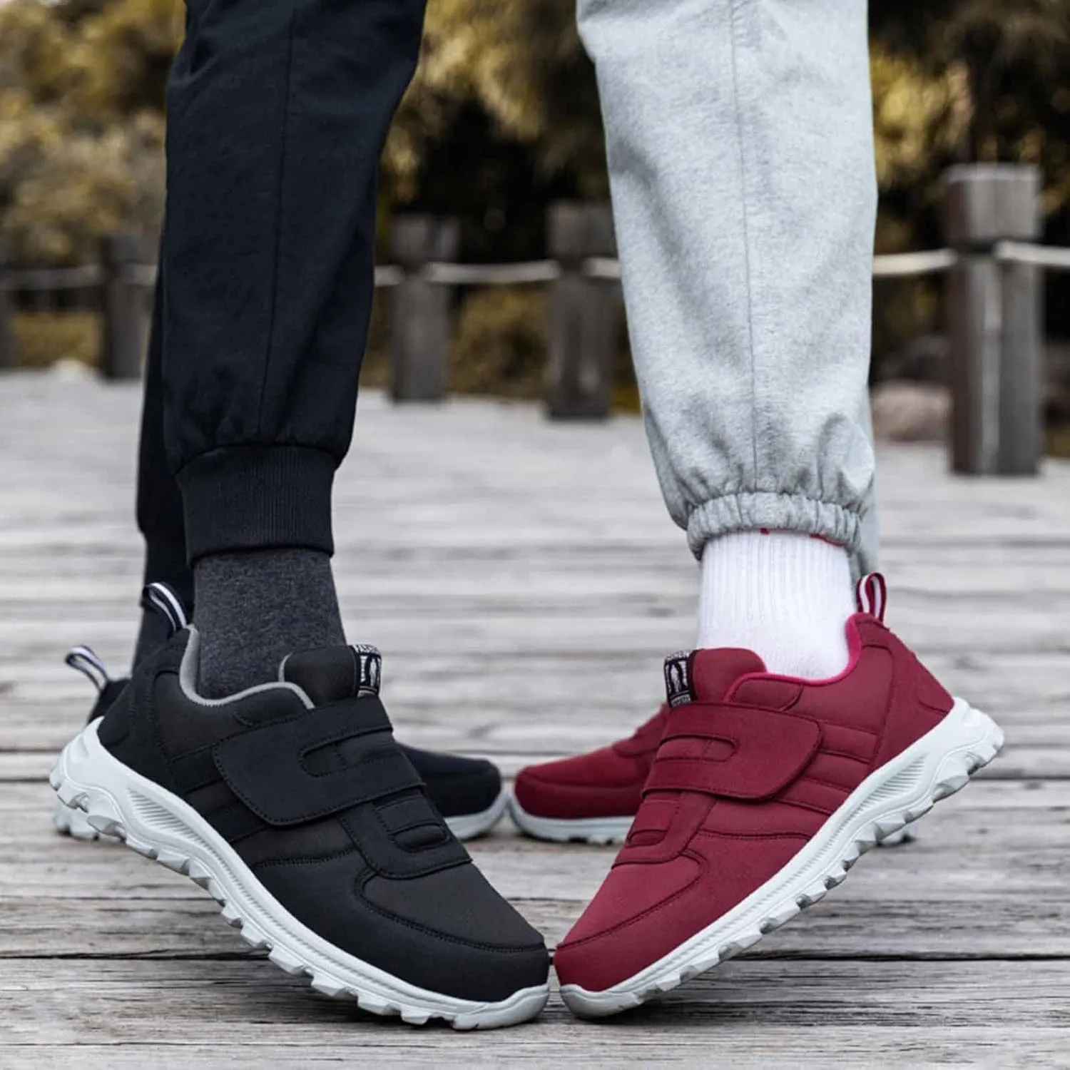 Mens Loafers & Slip-Ons Couple Models Men's Middle and Elderly Light and Comfortable Non Slip Hook Loop Walking