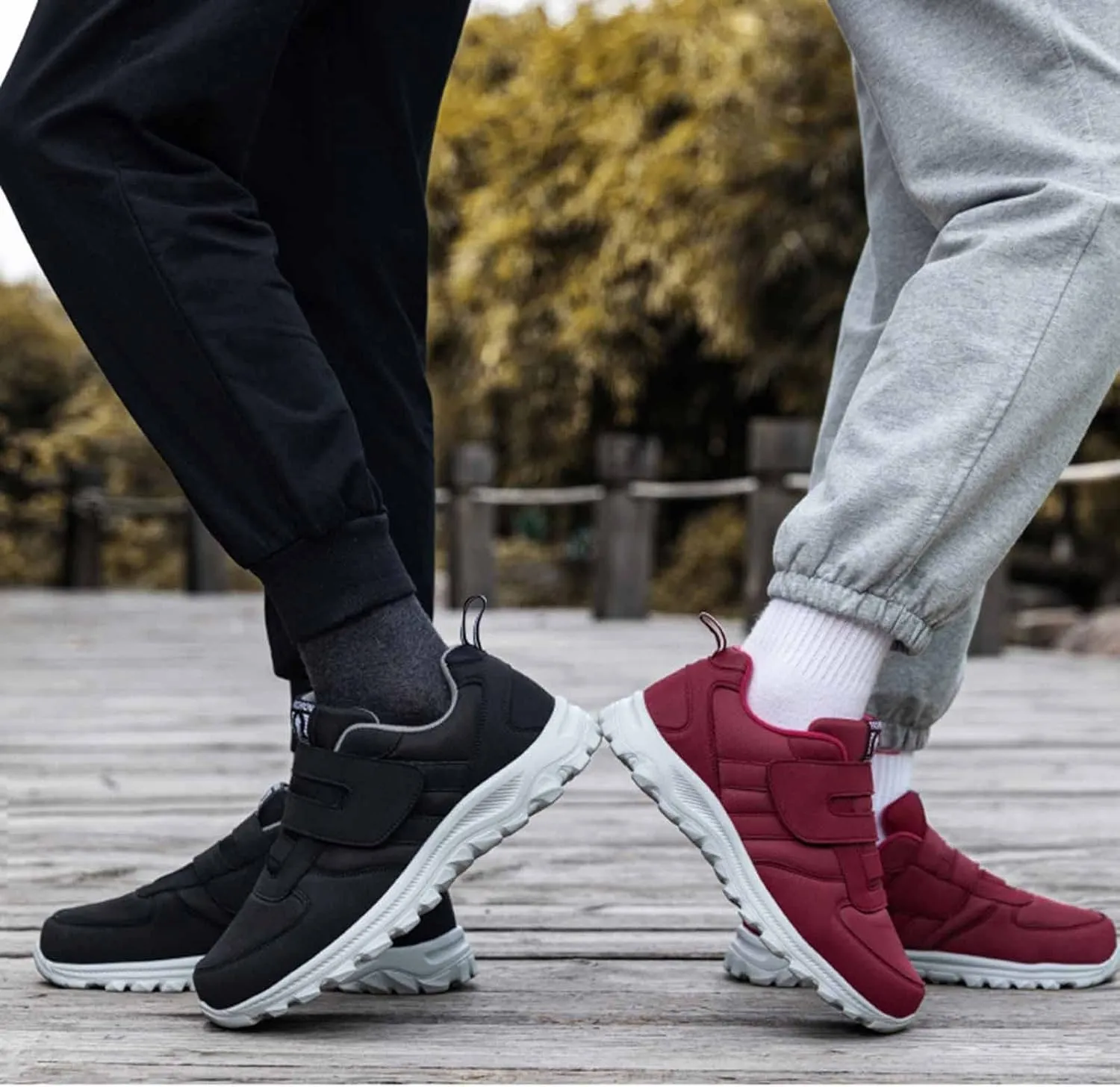 Mens Loafers & Slip-Ons Couple Models Men's Middle and Elderly Light and Comfortable Non Slip Hook Loop Walking