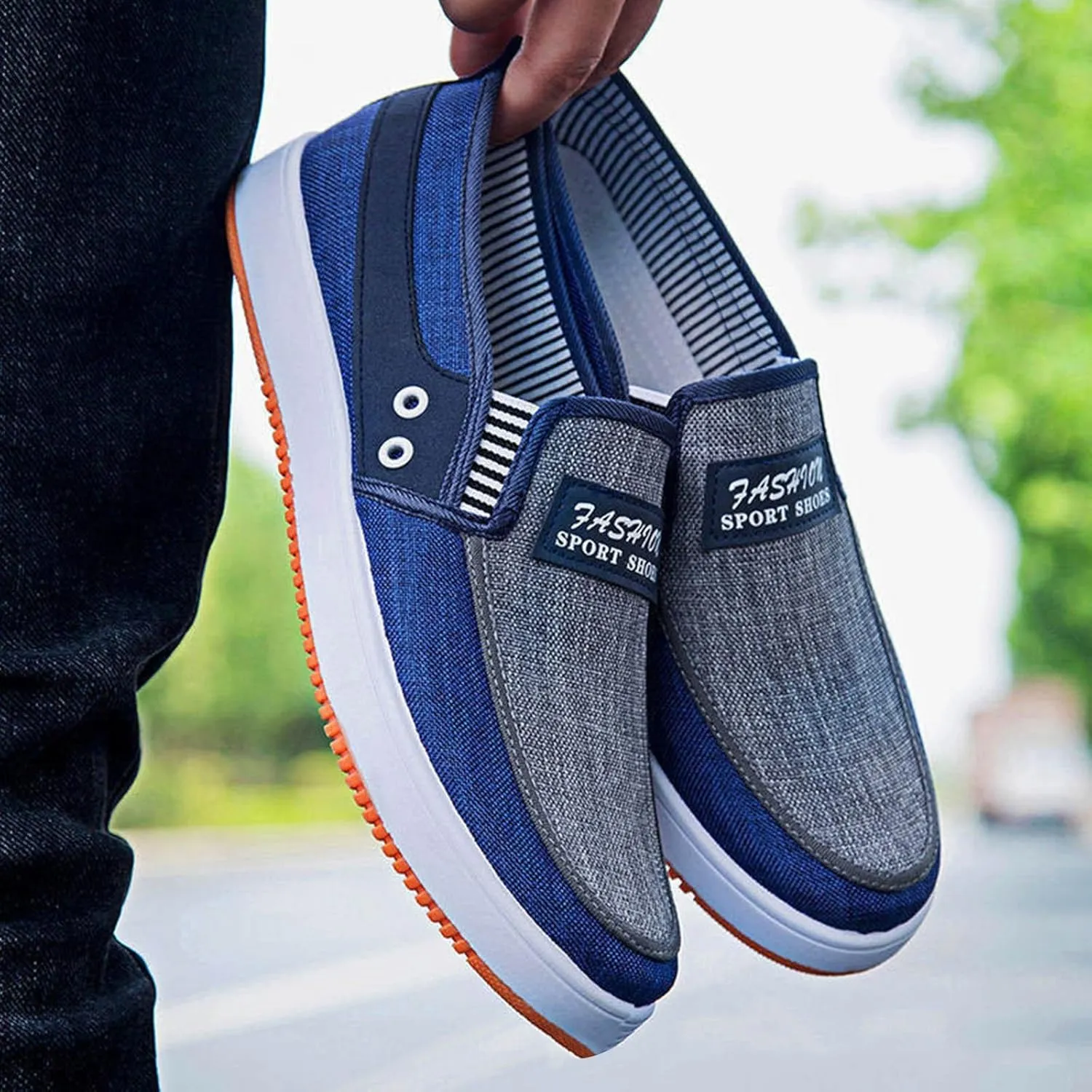 Mens Loafers & Slip-Ons Fashion All Season Men Casual Shoes Flat Non Slip Soles Canvas Lightweight Slip On