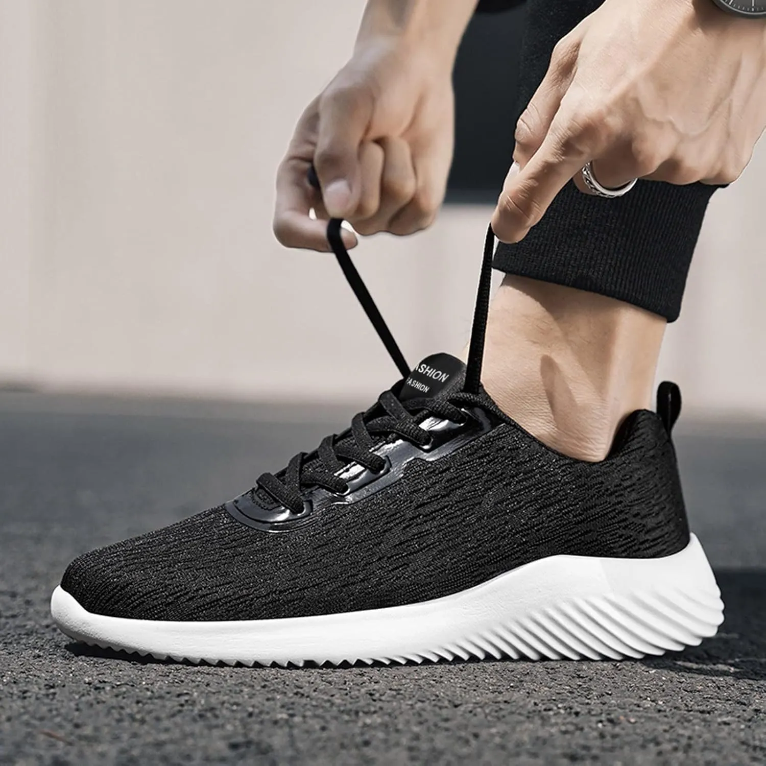 Mens Loafers & Slip-Ons Fashion Men Mesh Casual Sport Shoes Lace Up Solid Color Running Breathable Soft Bottom