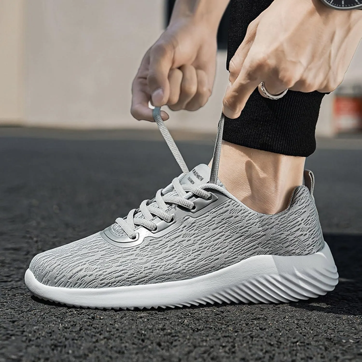 Mens Loafers & Slip-Ons Fashion Men Mesh Casual Sport Shoes Lace Up Solid Color Running Breathable Soft Bottom